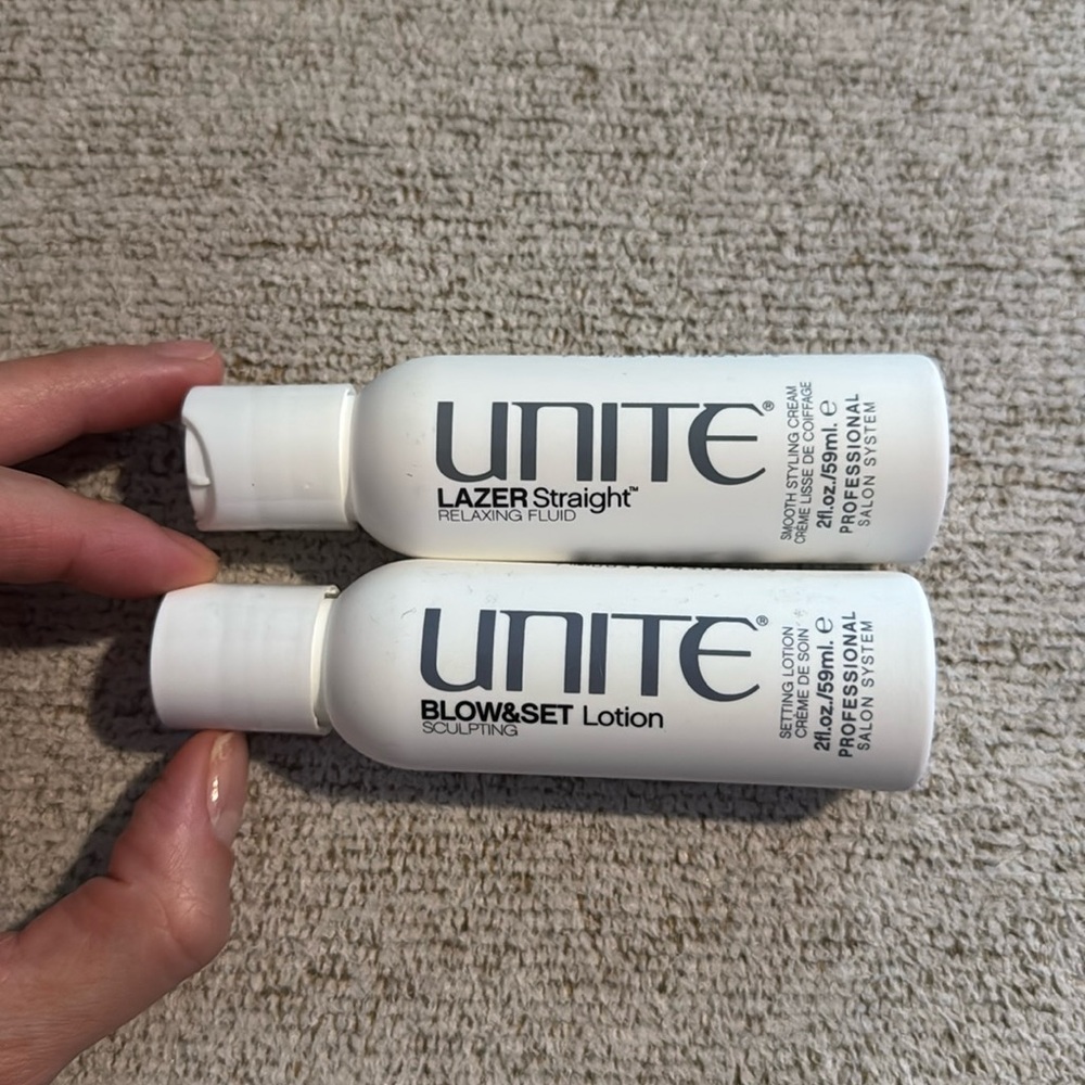 UNITE LAZER Straight Relaxing Fluid 2oz & BLOW&SET Lotion 2oz